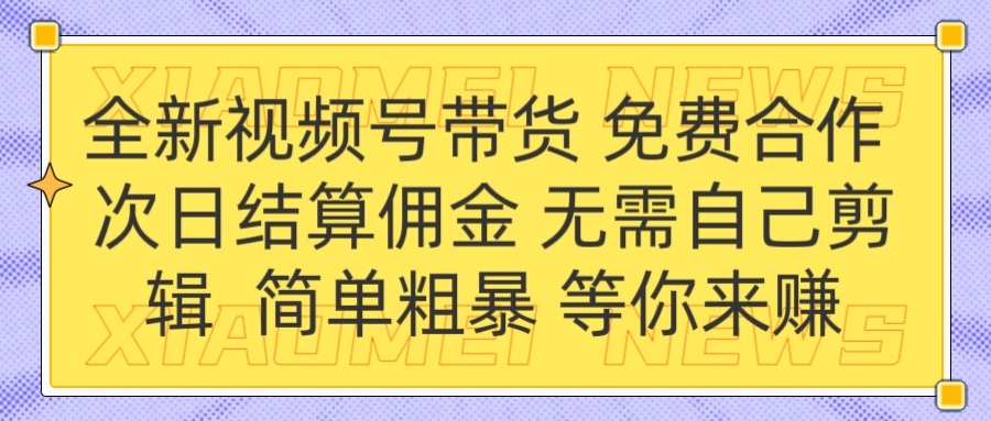 全新视频号 免费合作 佣金次日结算 无需自己剪辑-网创财富岛