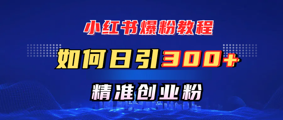 小红书爆粉教程，如何日引300+创业粉，快速实现精准变现！-网创财富岛