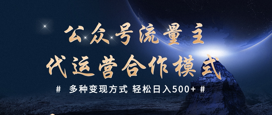 公众号流量主代运营  多种变现方式 轻松日入500+-网创财富岛