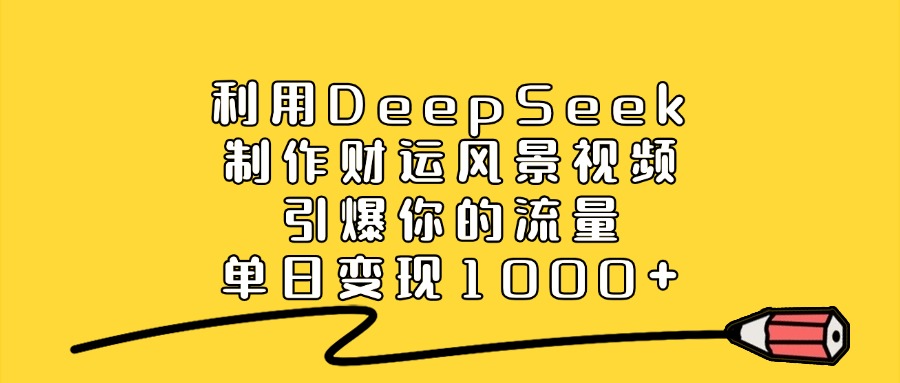 利用DeepSeek制作财运风景视频，引爆你的流量，单日变现1000+-网创财富岛