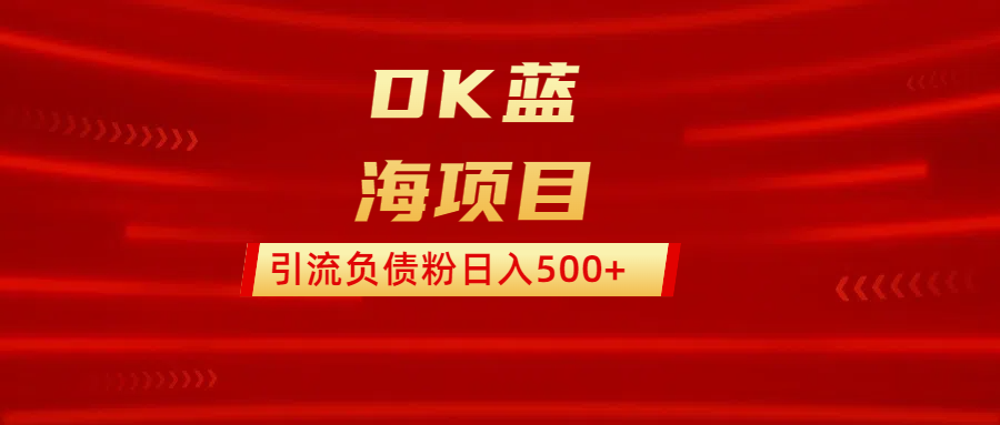 DK蓝海项目  通过，抖音，快手，小红书，引流负债粉日入500+-网创财富岛