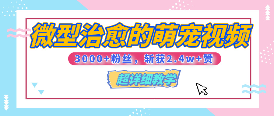 【揭秘】微型治愈的萌宠视频，3000+粉丝，6秒的视频、斩获2.4w+赞【附详细教程】-网创财富岛