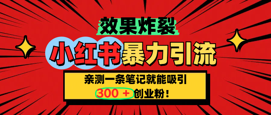 小红书炸裂玩法，亲测一条笔记就能吸引300+精准创业粉！-网创财富岛