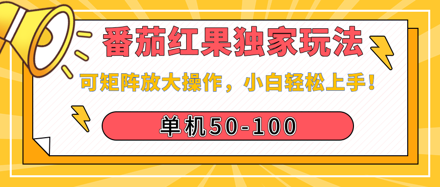 番茄红果独家玩法，单机50-100，可矩阵放大操作，小白轻松上手！-网创财富岛