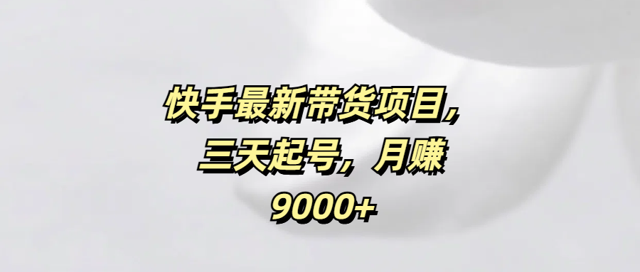 快手最新带货项目，三天起号，月赚9000+-网创财富岛