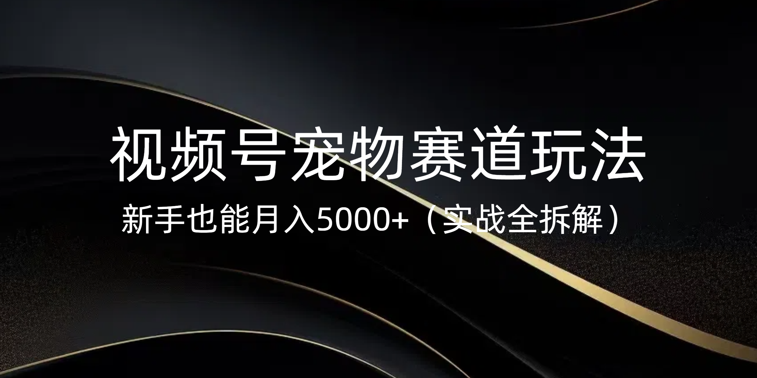 视频号宠物赛道玩法，新手也能月入5000+（实战全拆解）-网创财富岛
