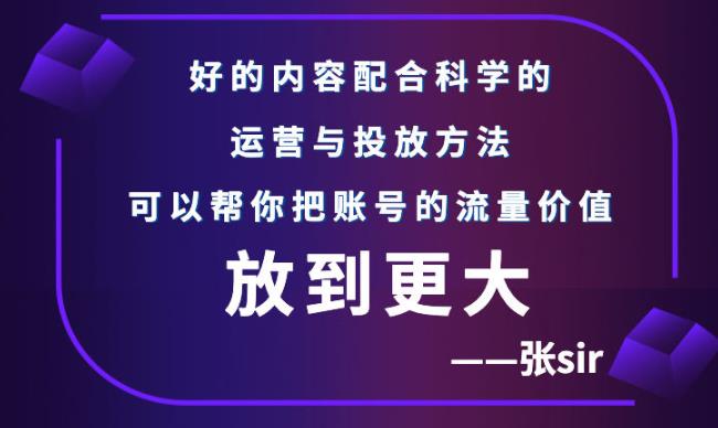 【副业项目3305期】（怎么投dou+快速涨粉）张sir账号流量增长课，让你的流量更精准-网创财富岛