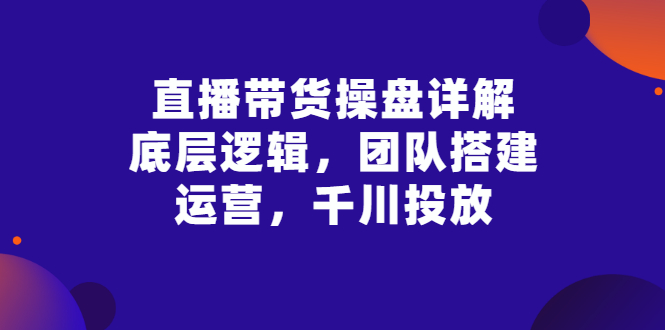 【副业项目3356期】直播带货操盘详解：底层逻辑，团队搭建，运营，千川投放（带货直播如何运营课程）-网创财富岛