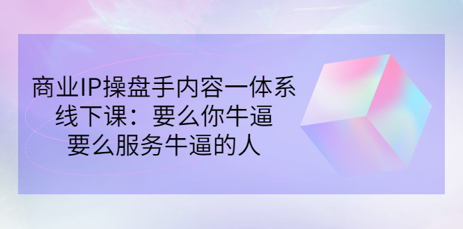 【副业项目3408期】商业IP操盘手内容一体系线下课（如何打造个人ip）-网创财富岛