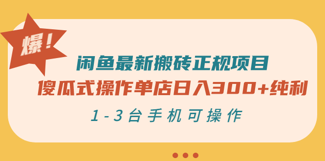 【副业项目3413期】闲鱼最新搬砖正规赚钱项目（手机上赚钱的副业）-网创财富岛