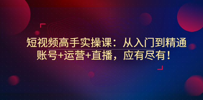 【副业项目3439期】短视频高手实操课：从入门到精通（怎样做短视频赚钱）-网创财富岛