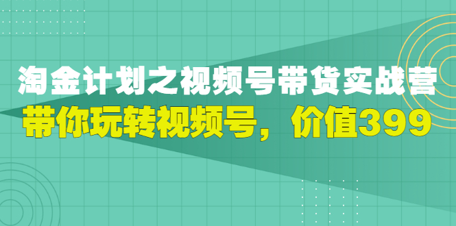 【副业项目3517期】胡子·淘金计划之视频号带货实操教程，带你玩转视频号（视频号带货怎么操作）-网创财富岛