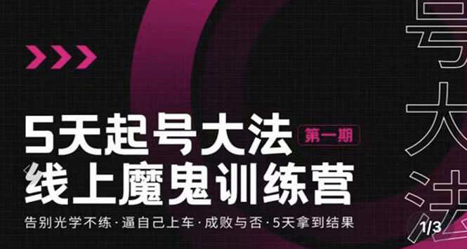 【副业项目3626期】五天起号魔鬼训练营，告别光学不练，逼自己上车，成败与否，5天拿到结果-网创财富岛
