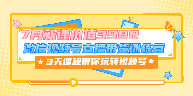 【副业项目3693期】如何在视频号直播带货：微信视频号直播带货训练营，3天课程带你玩转视频号-网创财富岛