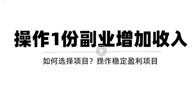 【副业项目3695期】新手如何通过操作副业增加收入，从项目选择到玩法分享！【视频教程】-网创财富岛