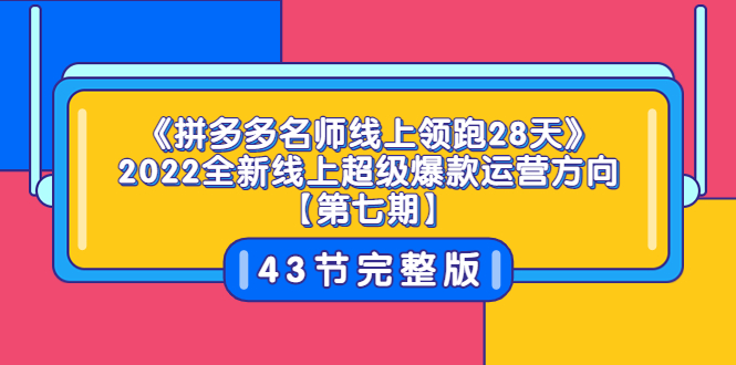 【副业项目3820期】拼多多名师线上领跑28天，2022最新拼多多运营干货分享-网创财富岛