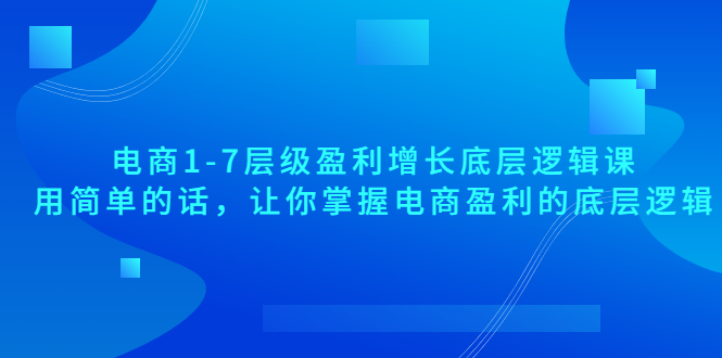 【副业项目3849期】电商1-7层级盈利增长底层逻辑课：用简单的话，让你掌握电商盈利的底层逻辑-网创财富岛