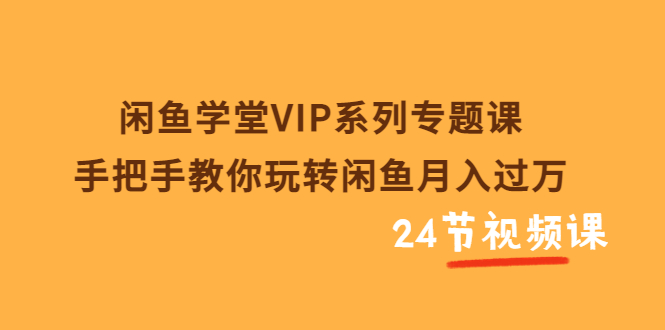 【副业项目3856期】闲鱼学堂VIP系列专题课：手把手教你做闲鱼赚钱，闲鱼避免违规技巧-网创财富岛