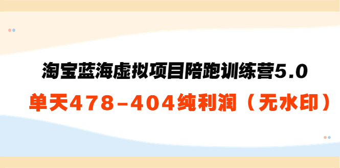 【副业项目3958期】黄岛主：淘宝蓝海虚拟项目陪跑训练营5.0：单天478纯利润（无水印）-网创财富岛