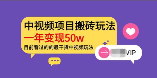 【副业项目3965期】《老吴·中视频项目搬砖玩法，一年变现50w》目前看过的的最干货中视频玩法-网创财富岛