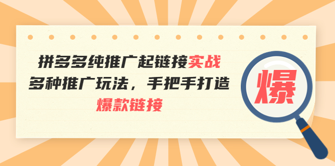 【副业项目4040期】拼多多纯推广起链接实战：多种推广玩法，手把手打造爆款链接-网创财富岛