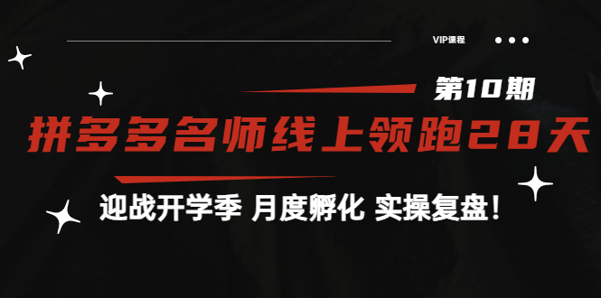 【副业项目4061期】《拼多多名师线上领跑28天-第10期》迎战开学季 月度孵化 实操复盘-网创财富岛