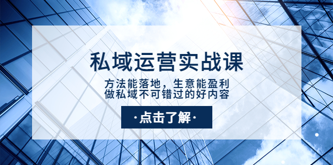 【副业项目4091期】私域运营实战课：方法能落地，生意能盈利，做私域不可错过的好内容-网创财富岛
