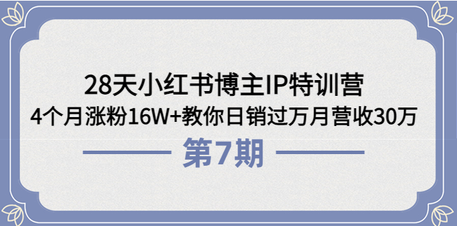 【副业项目4116期】28天小红书博主IP特训营《第6+7期》4个月涨粉16W+教你日销过万月营收30万-网创财富岛
