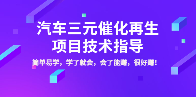 【副业项目4117期】汽车三元催化再生项目技术指导，简单易学，学了就会，会了能赚，很好赚-网创财富岛