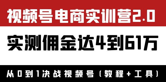 【副业项目4151期】视频号电商实训营2.0：实测佣金达4到61万（教程+工具）-网创财富岛