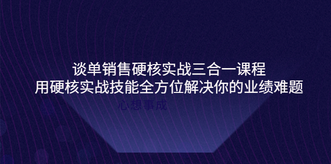 【副业项目4273期】谈单销售硬核实战三合一课程，用硬核实战技能全方位解决你的业绩难题-网创财富岛