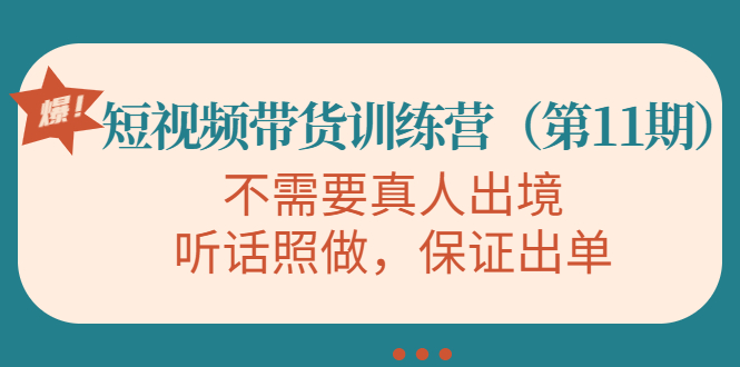 【副业项目4328期】短视频带货训练营（第11期），不需要真人出境，听话照做，保证出单-网创财富岛