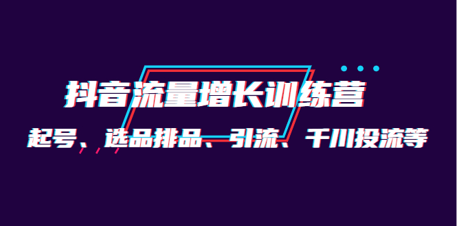 【副业项目4335期】月销1.6亿实操团队·抖音流量增长训练营：起号、选品排品、引流 千川投流等-网创财富岛