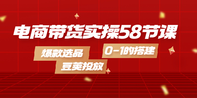 【副业项目4337期】电商带货实操58节课，爆款选品，豆荚投放，0-1的搭建-网创财富岛