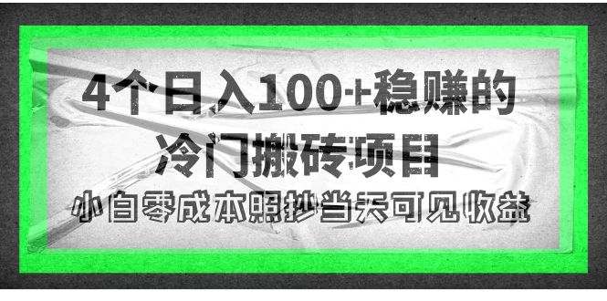 【副业项目4352期】4个稳赚的冷门搬砖项目，每个项目日入100+小白零成本照抄当天可见收益-网创财富岛