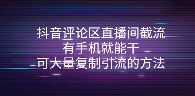 【副业项目4380期】抖音评论区直播间截流，有手机就能干，可大量复制引流的方法-网创财富岛