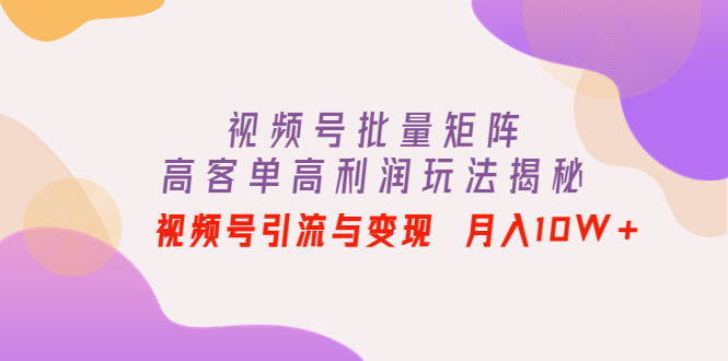【副业项目4488期】视频号批量矩阵的高客单高利润玩法揭秘： 视频号引流与变现 月入10W+-网创财富岛
