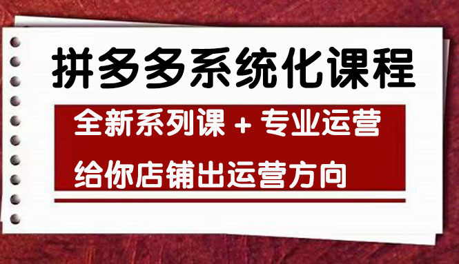 【副业项目4542期】车神陪跑，拼多多系统化课程，全新系列课+专业运营给你店铺出运营方向-网创财富岛