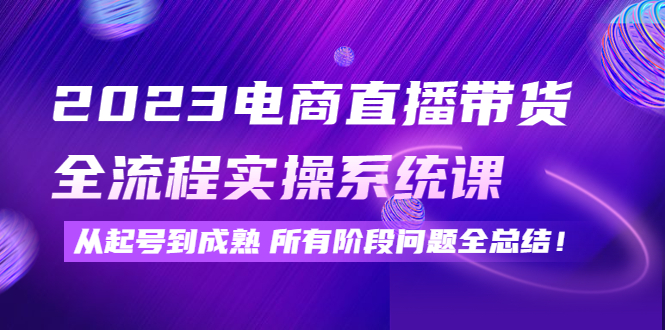 【副业项目4598期】2023电商直播带货全流程实操系统课：从起号到成熟所有阶段问题全总结-网创财富岛