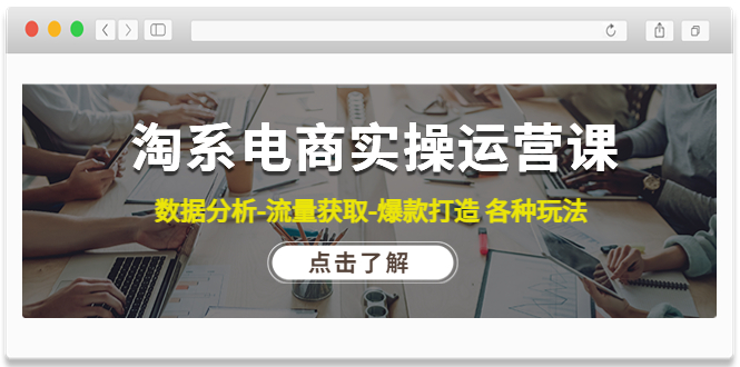 【副业项目4719期】淘系电商实操运营课：数据分析-流量获取-爆款打造 各种玩法（63节）-网创财富岛
