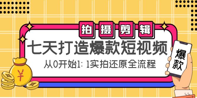 【副业项目4695期】七天打造爆款短视频：拍摄+剪辑实操，从0开始1:1实拍还原实操全流程-网创财富岛