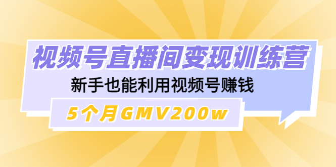 【副业项目4723期】视频号直播间变现训练营：新手也能利用视频号赚钱，5个月GMV200w-网创财富岛