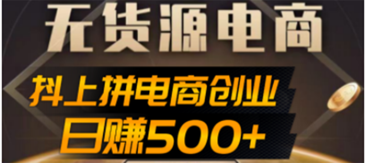 【副业项目4729期】抖上拼无货源电商创业项目、外面收费12800，日赚500+的案例解析参考-网创财富岛