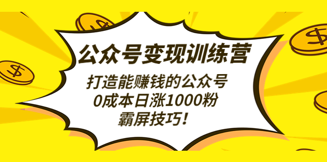 【副业项目4828期】公众号变现训练营（第3期）打造能赚钱的公众号，0成本日涨1000粉，霸屏技巧-网创财富岛