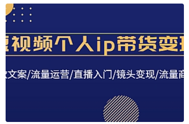 【副业项目4835期】短视频个人ip带货变现：爆款文案/流量运营/直播入门/镜头变现/流量商业-网创财富岛