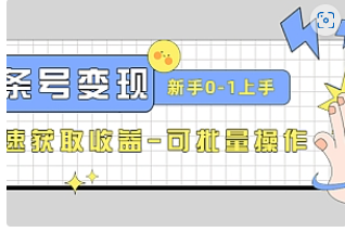 【副业项目4839期】2023头条号实操变现课：新手0-1轻松上手，快速获取收益-可批量操作-网创财富岛