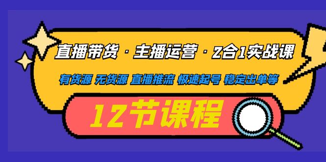 【副业项目5158期】直播带货·主播运营2合1实战课 有货源 无货源 直播推流 极速起号 稳定出单-网创财富岛