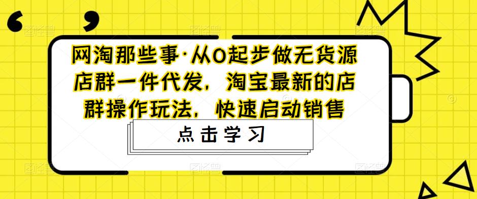 【副业项目5168期】从0起步做无货源店群一件代发，淘宝最新的店群操作玩法，快速启动销售-网创财富岛