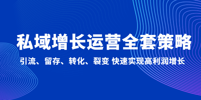 【副业项目5128期】私域增长运营全套策略：引流、留存、转化、裂变 快速实现高利润增长-网创财富岛