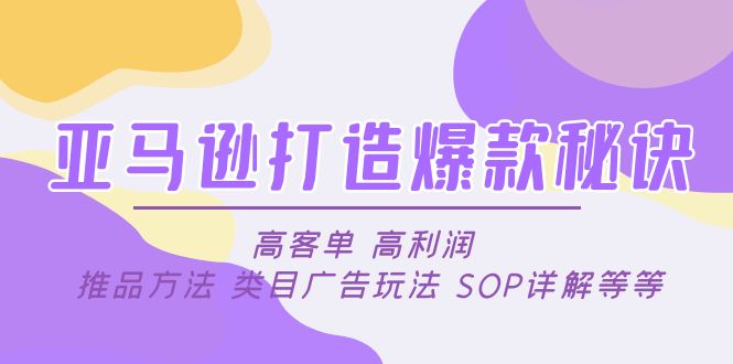【副业项目5084期】亚马逊打造爆款秘诀：高客单 高利润 推品方法 类目广告玩法 SOP详解等等-网创财富岛